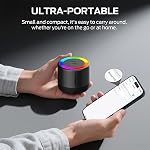 Monster S270 Bluetooth Speaker, Mini Portable Speaker with 360° Surround Sound, Bluetooth 6.0, Colorful Lights, TWS Paring, IPX6 Waterproof Wireless Speaker for Hiking, Cycling, and Indoor Activities