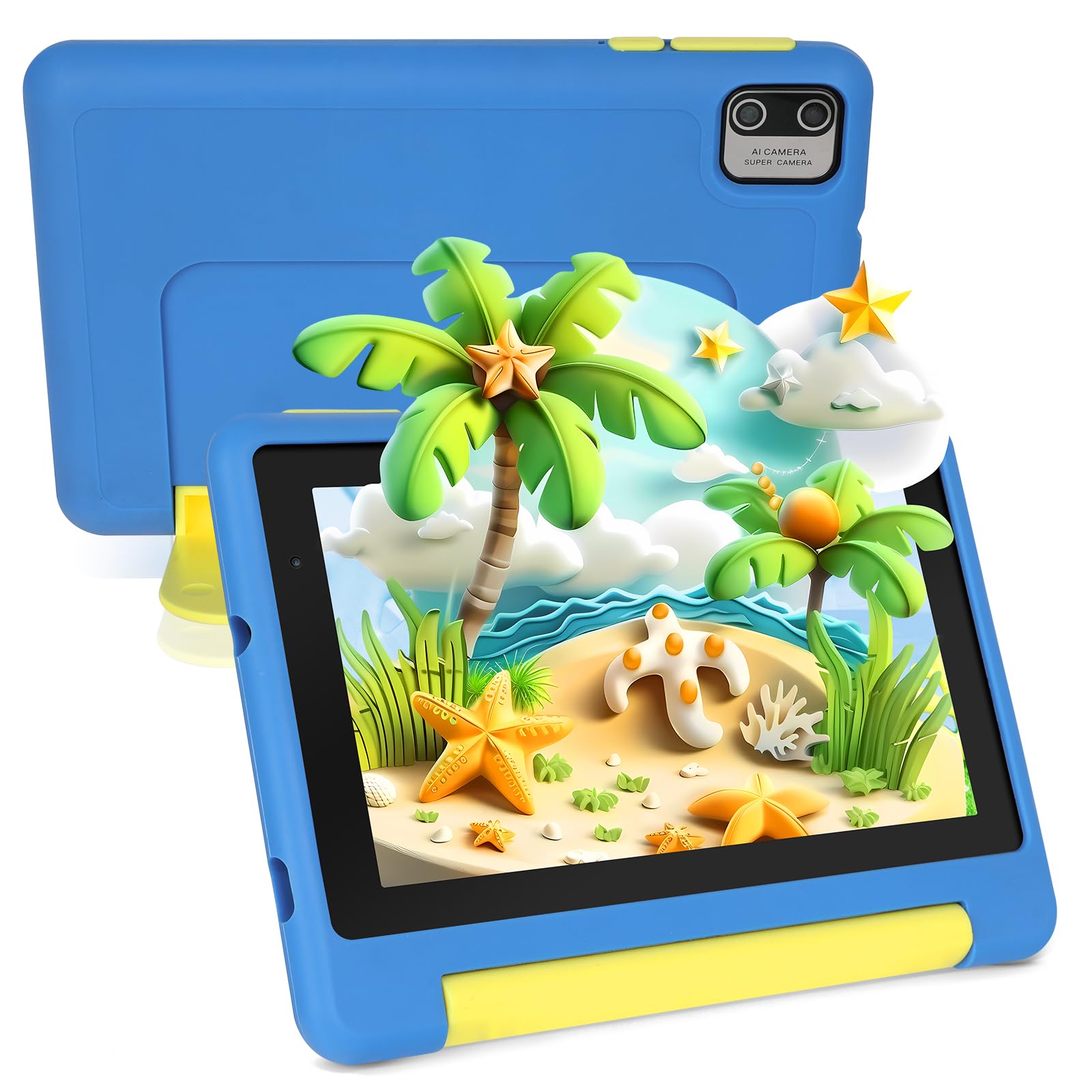 Tablet für Kinder, Tablet mit 7 Zoll für Kinder, 8GB RAM + 64GB ROM, 128 GB Expand, Kindersteuerung, Software für Kinder vorinstalliert, Dual-Kamera (blau)