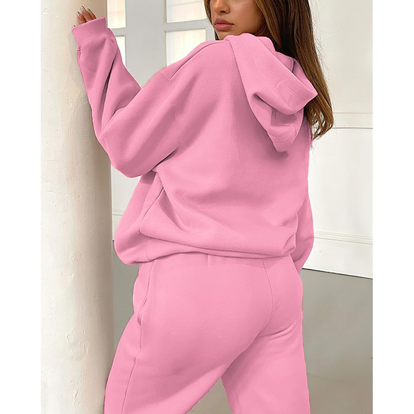 amropi Tuta da Donna Vello Foderato Pullover Felpa con Cappuccio e Pantaloni Jogging Tute