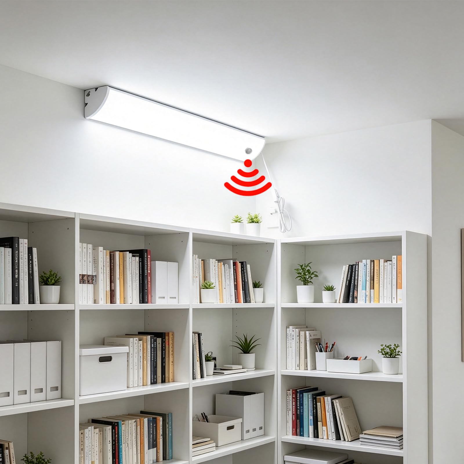 LED Wandleuchten mit Schalter und Stecker Unterbauleuchte Wandbeleuchtung mit Bewegungsmelder Modern Minimalistisch Wandleuchte für Wohnzimmer Küche Schlafzimmer (Weiß Weißes Licht,30cm)