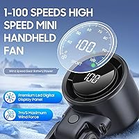Vista 4 de Portable Handheld Turbo Fan,5000mAh Battery, Up to 20H Runtime, Handheld Turbo Fan with 5 Speeds & LED Display,Turbo Fan Handheld for Travel/Outdoor