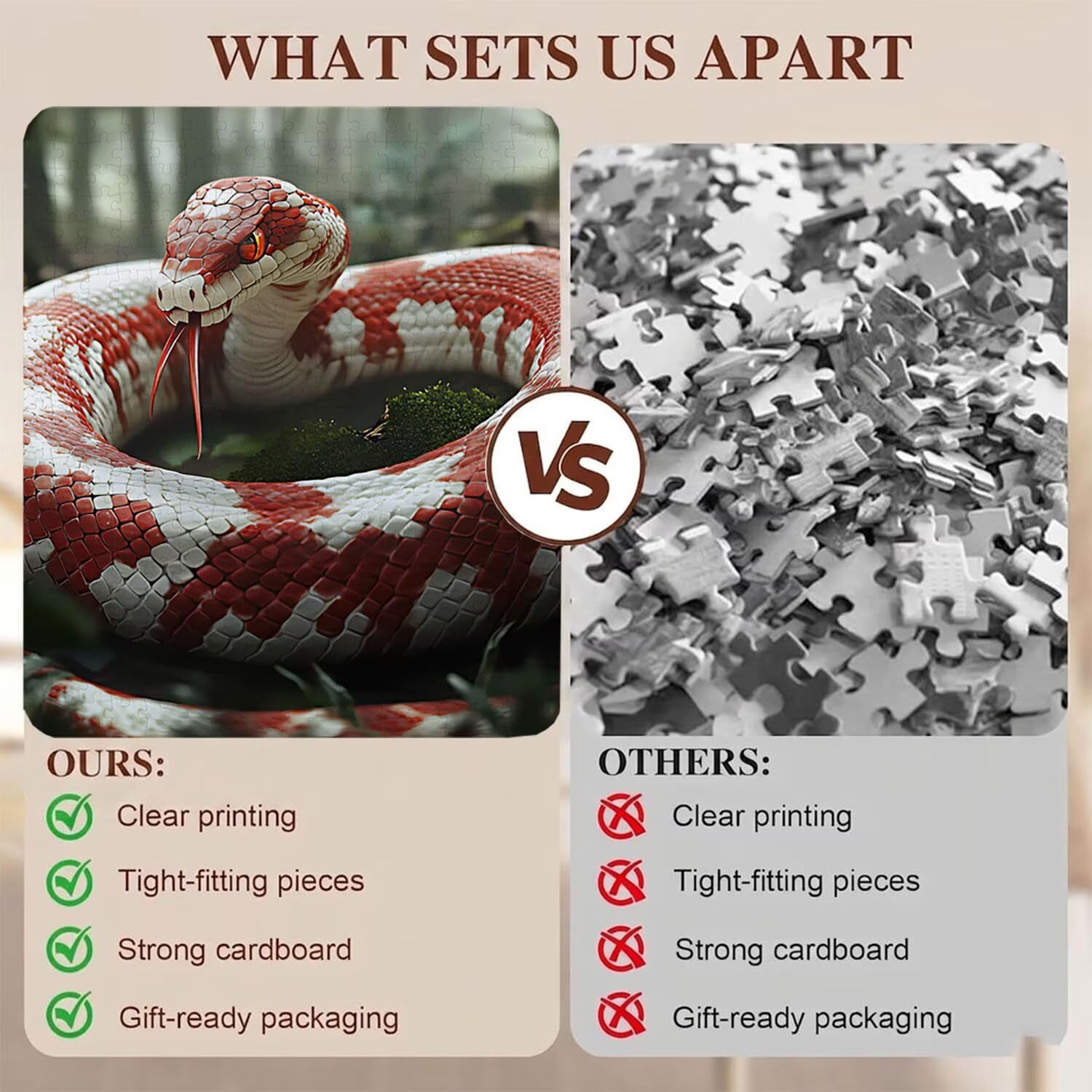 foresta serpente Puzzle 1500 Pezzi per Adulti, Puzzle in Legno - Collezione Classica con Poster Incluso - Sfida di Concentrazione e Passatempo Antistress, Gioco per Famiglia, 87 x 57 cm f0-858