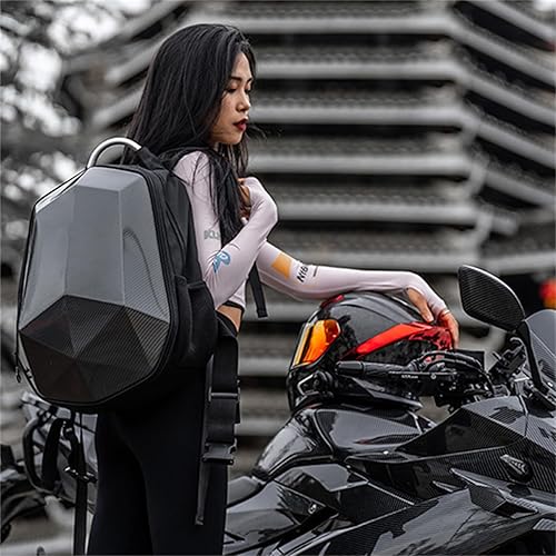 Miniatura 6 de UAngLI Mochila para motociclistas para mujeres, bolsa impermeable, mochila rígida de fibra de carbono, casco de motocicleta, almacenamiento de