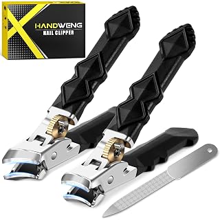 Toenail Clippers for Thick Toenails, Wide Jaw Opening Nail Clippers for Men, Heavy Duty Ingrown Toenail Clippers Nail Cutters, Ultra Sharp Slanted Nail Clippers with Long Handle - Amazon product rated Grade A