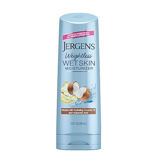 Jergens Wet Skin Body Moisturizer with Coconut Oil, In Shower Lotion for Dry Skin, Fast-Absorbing, Non-Sticky, Dermatologist Tested, 10 Oz