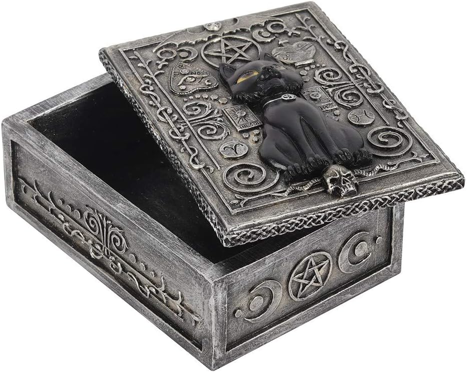 Elegant Resin Gothic Black Cat Storage Box, 15cm x 9cm (1 Pc.), Decorative Organizer, Premium Material - Image 4