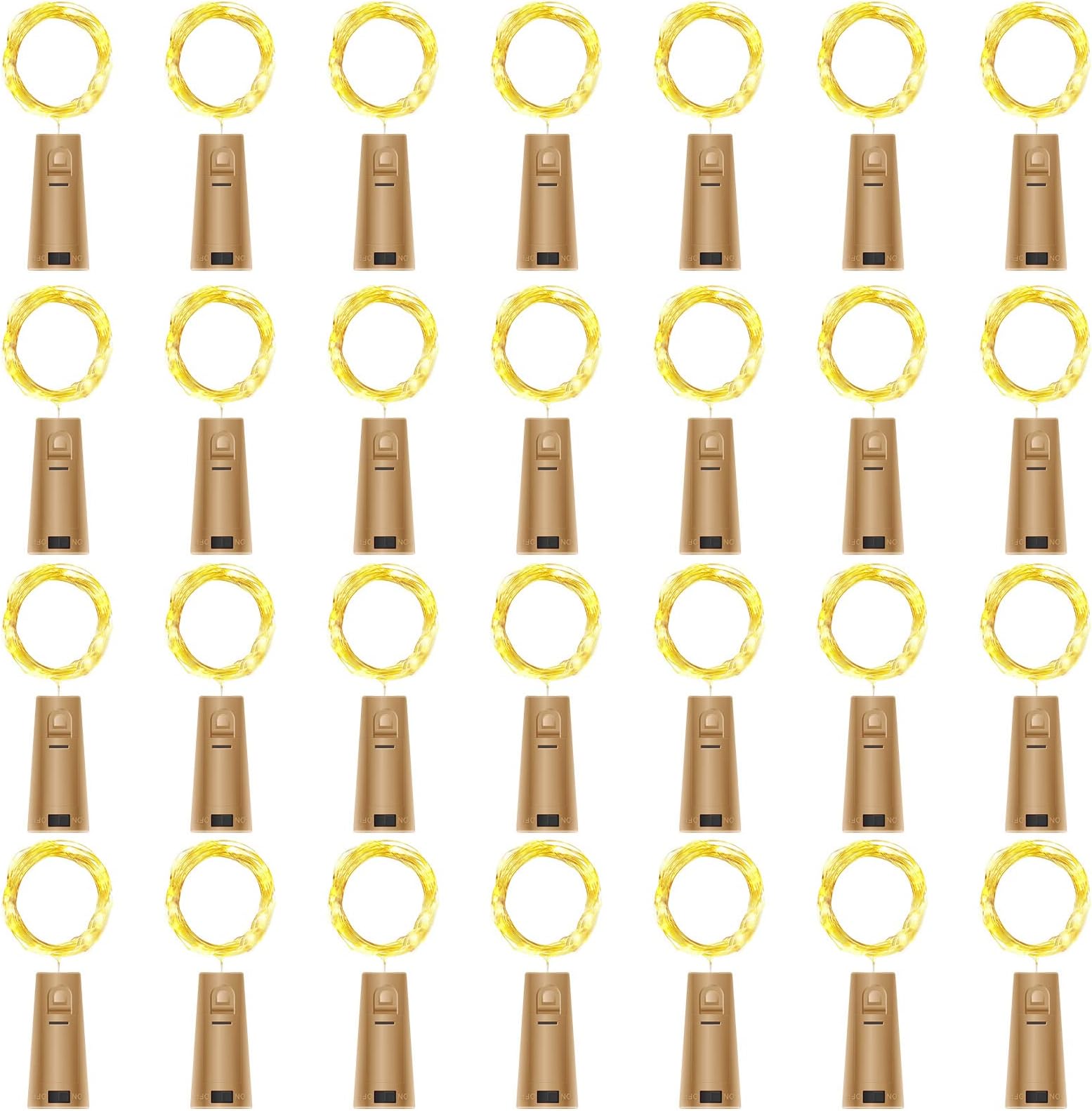 AOTHOD 28 Pack Wine Bottle Lights with Cork – Cork Lights for Wine Bottles 7 ft Silver Wire Mini Cork Fairy Lights Battery Operated, Tiny Wine Cork Lights for DIY,Party, Wedding,Decor (Warm White)