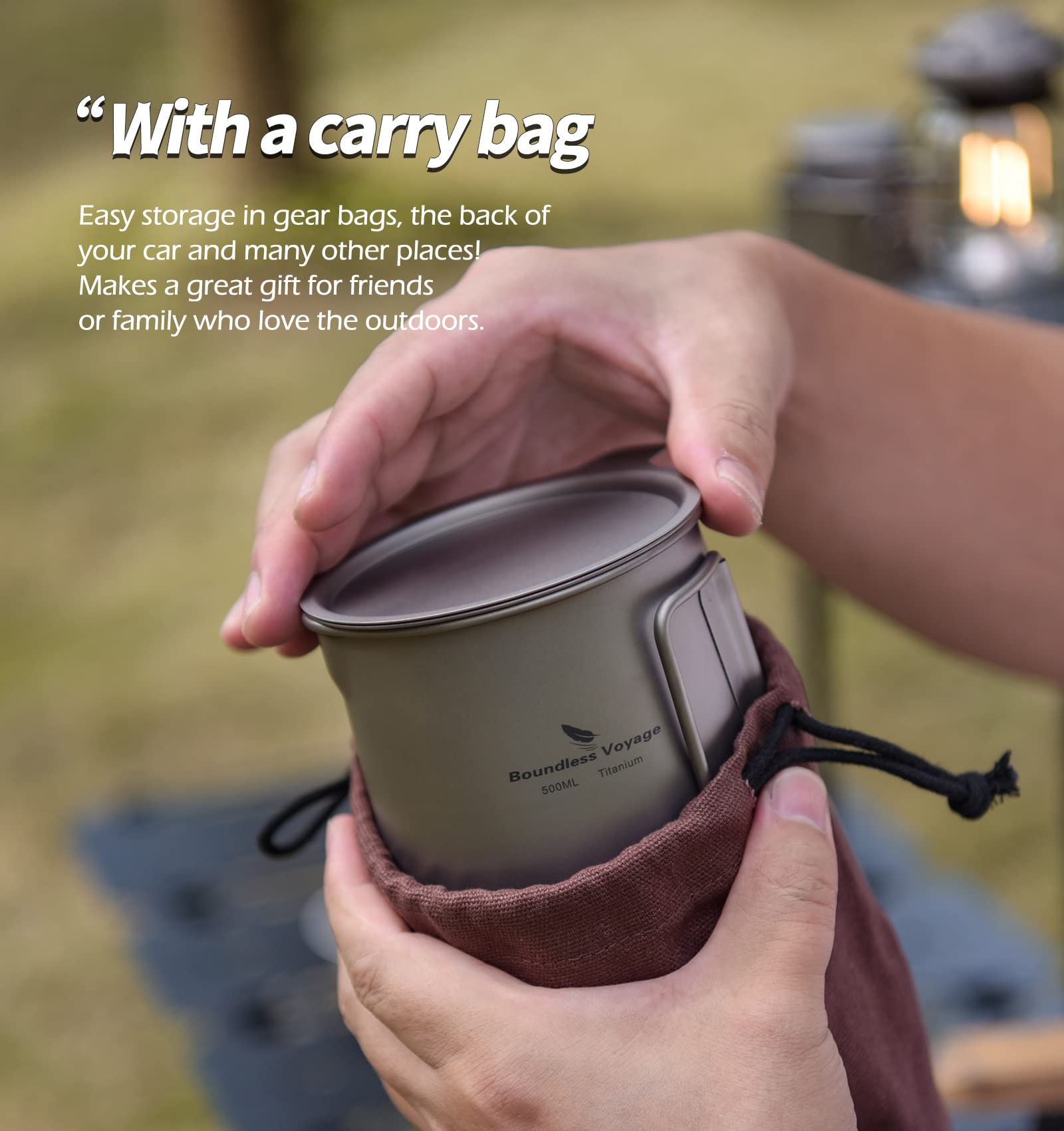 Boundless Voyag Camping Cooking Kettle Portable Outdoor Cooking Pot with Foldable Handle Coffee Mug Cups Set Stovetop Tea and Coffee Pots for Openfire