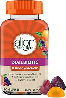 Align DualBiotic Prebiotic + Probiotic Gummies for Digestive Health - Natural Fruit Flavors, Doctor-Recommended Strain, 90 Count