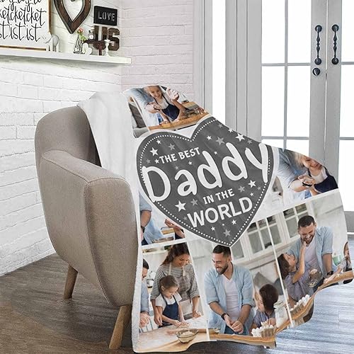 Miniatura 3 de Regalo para papá de hija manta personalizada con fotos, manta suave personalizada, regalo de cumpleaños para papá, manta del mejor papá del mundo,