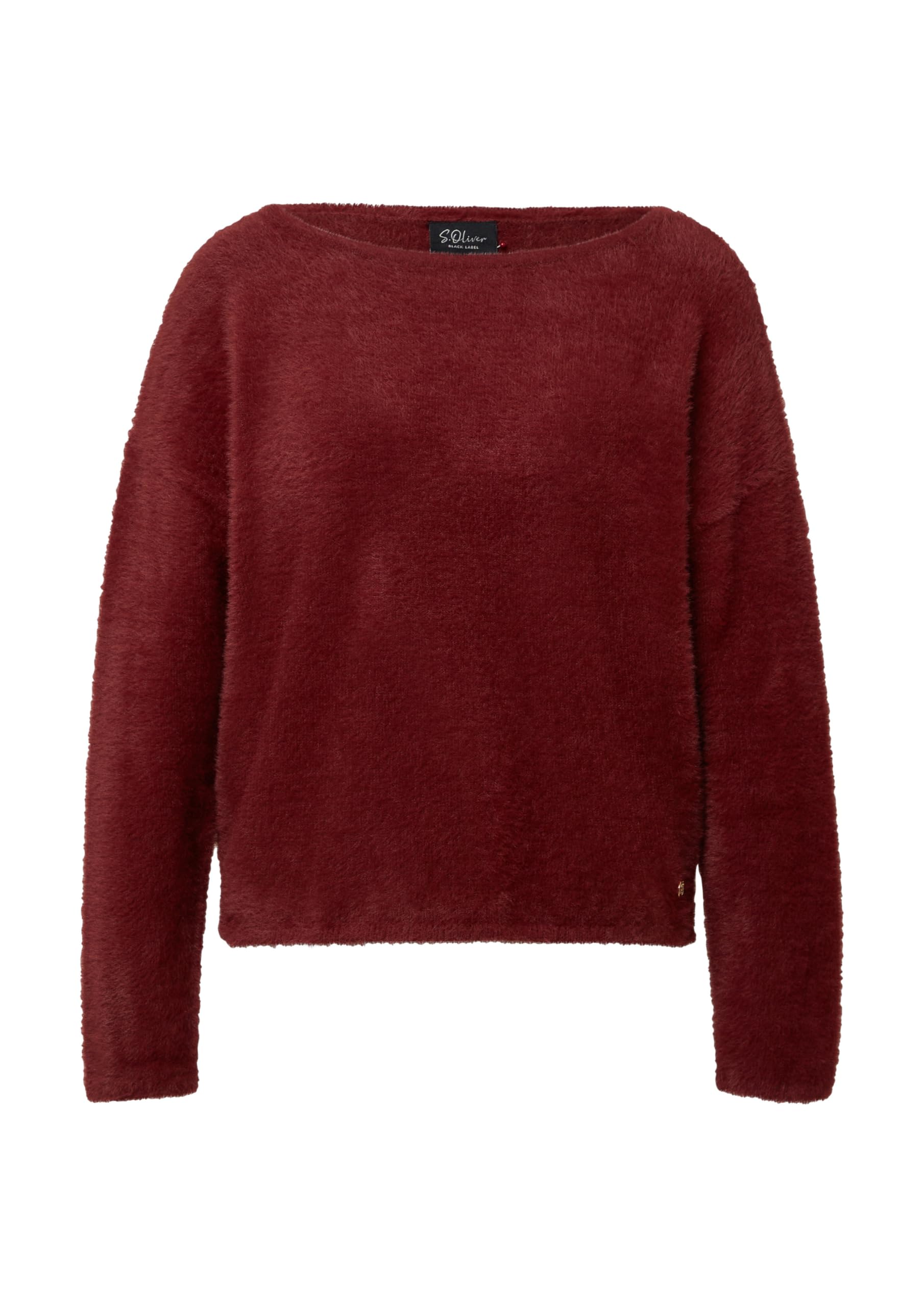 s.Oliver Flauschiger Relaxed-Fit-Pullover mit U-Boot-Ausschnitt