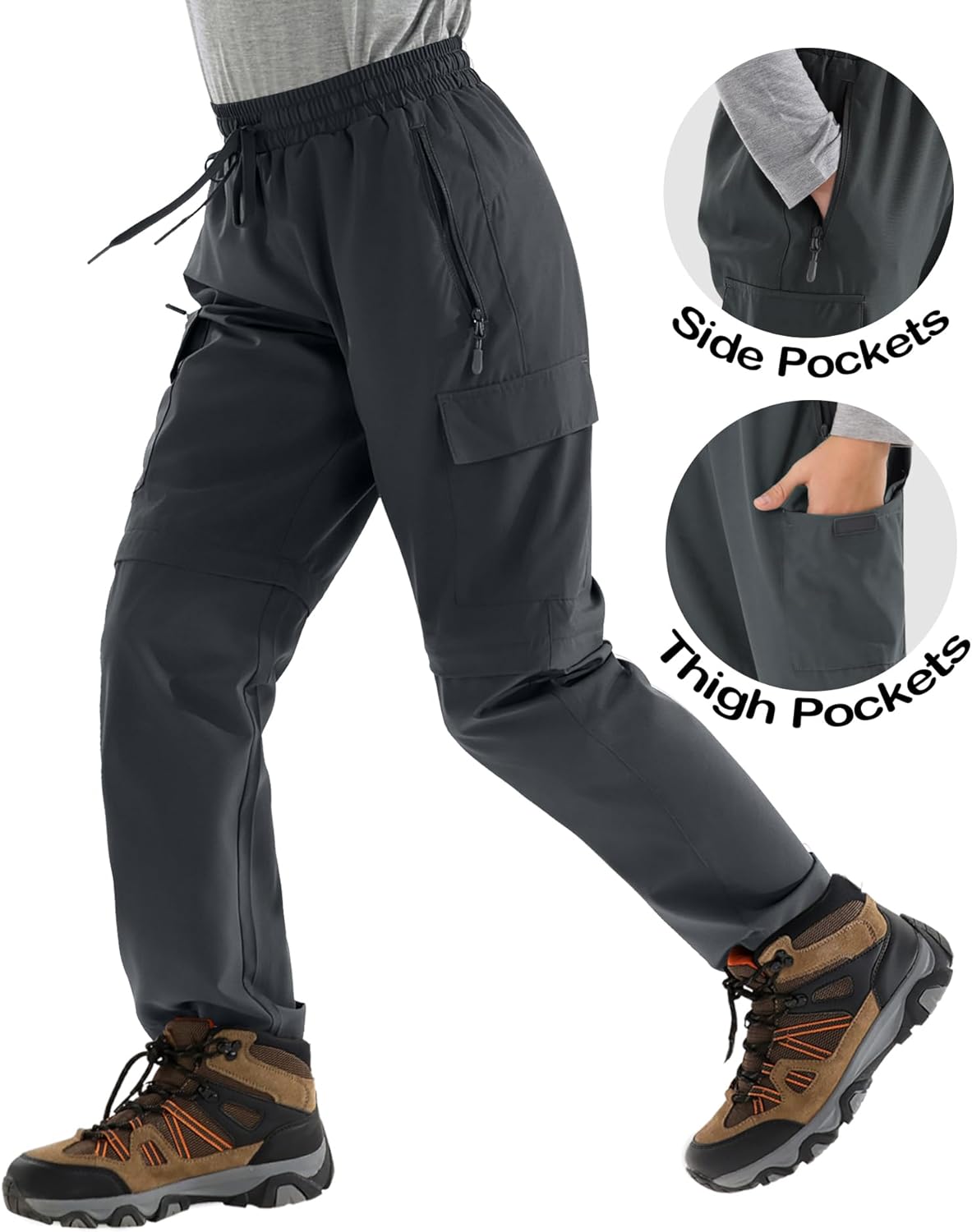 Boys Convertible Hiking Pants Kids Zip Off Scout Pants Youth Teen Boy Quick Dry Outdoor Fishing Waterproof Lightweight 4-18Y - Image 3