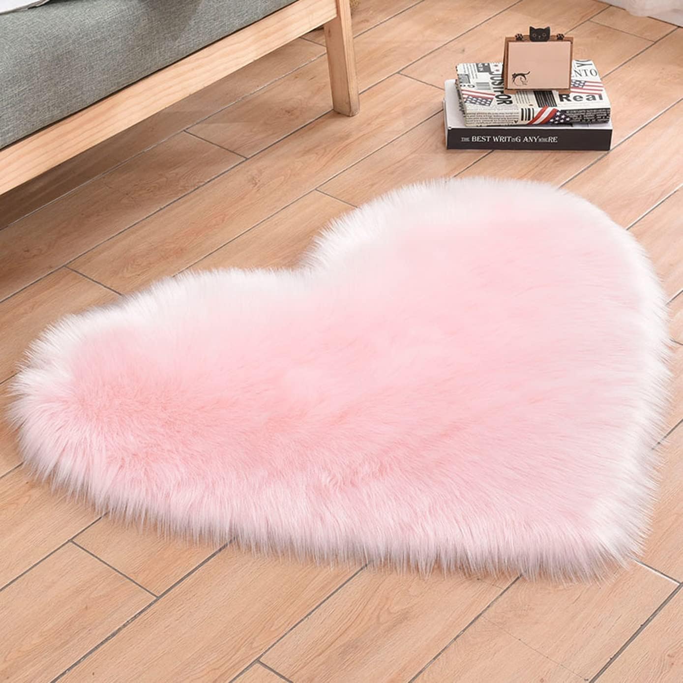Buy ATETO Heart Shaped Faux Fur Rug 44 x 50 cm | Soft Fluffy Plush