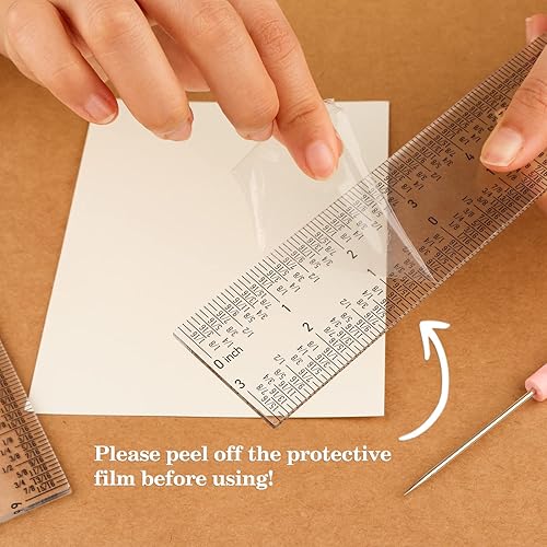 Miniatura 5 de 3 reglas de acrílico transparente de 6 pulgadas12 pulgadas, regla de centrado cero con pulgadas y herramienta de medición métrica de 12 y 6