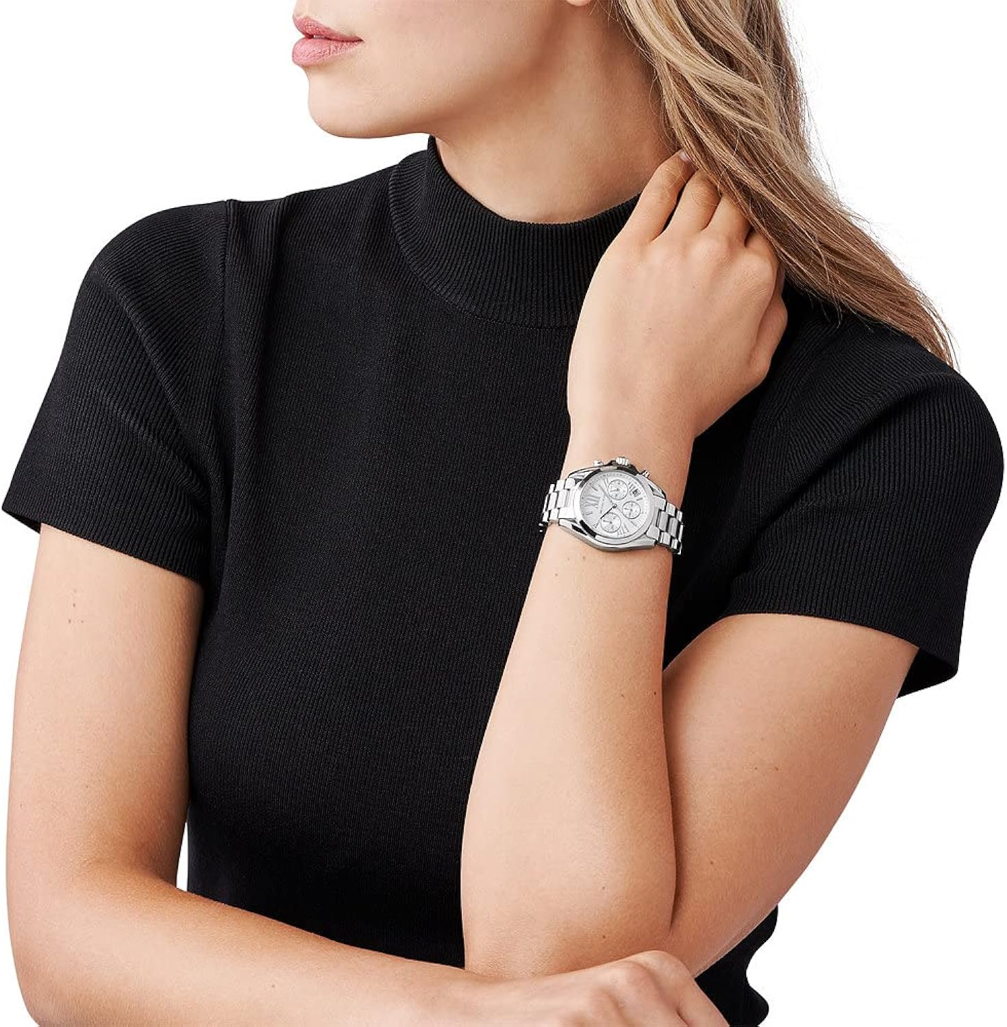 Michael Kors Orologio da donna Mini Bradshaw, misura cassa 36mm, movimento cronografo al quarzo, cinturino in acciaio inossidabile Michael Kors Orologio da donna Mini Bradshaw, misura cassa 36mm, movimento cronografo al quarzo, cinturino in acciaio inossidabile