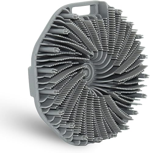 Exfoliante de ducha corporal de silicona, cepillo exfoliante de baño, para exfoliación eficaz de ducha y masaje suave (gris)