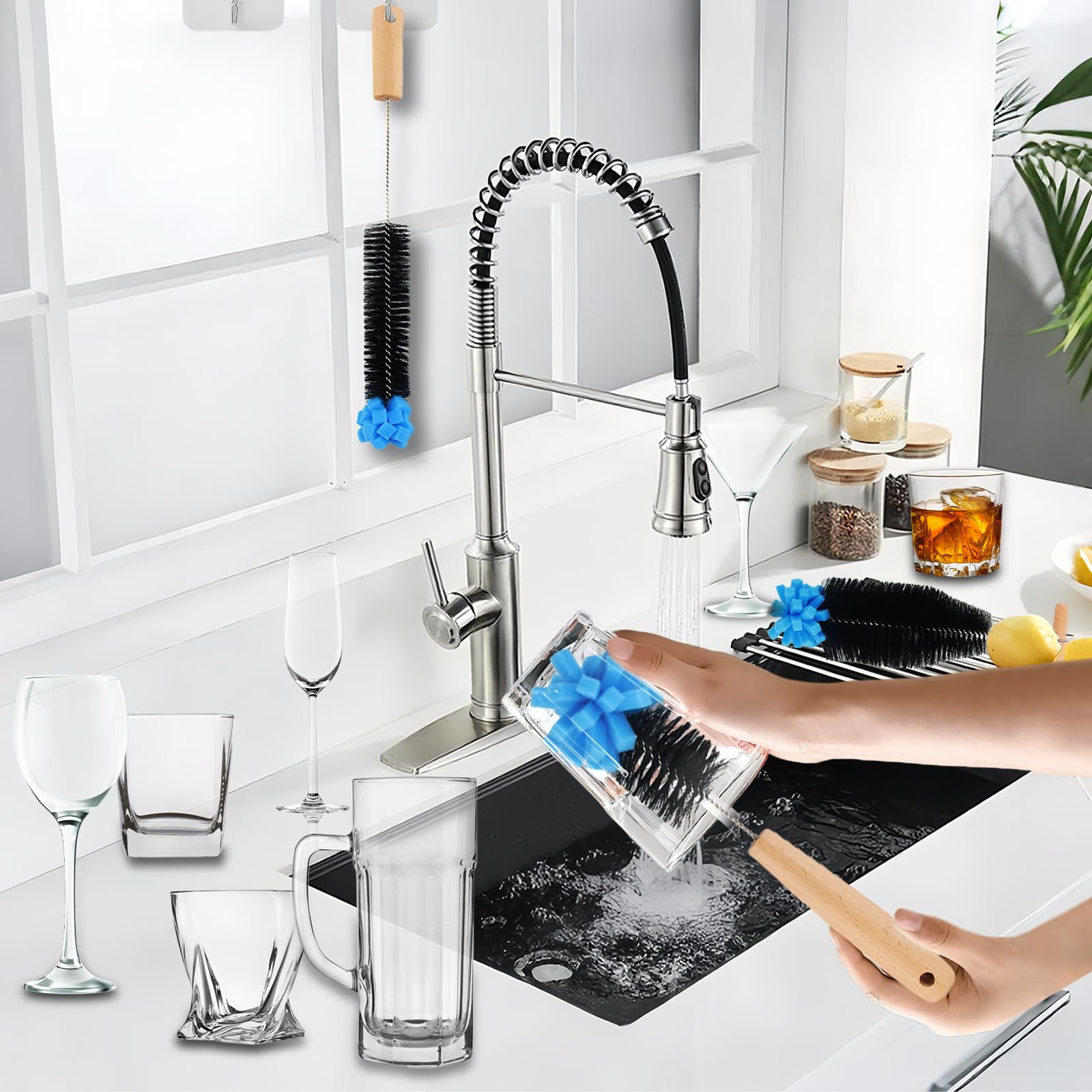 3 pcs Spazzole per Bottiglie, 35cm Spazzola per Lavare le Bottiglie di Vetro, dellyy Spazzola per Bottiglie Borracce, Spazzola per Bottiglie d'Acqua per Bottiglie di Vetro e Plastica