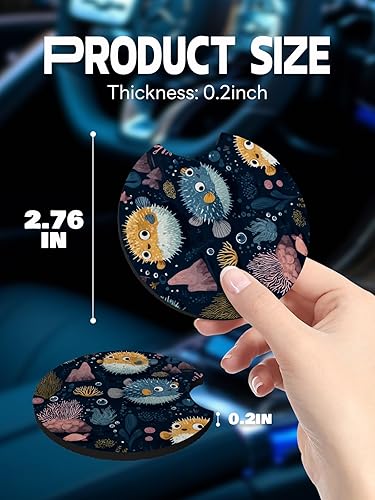 Vista 76 de WOCOCN Posavasos para automóvil, 2.75 pulgadas, antideslizantes y absorbentes, bonitos accesorios de decoración para portavasos de automóvil, Vaca