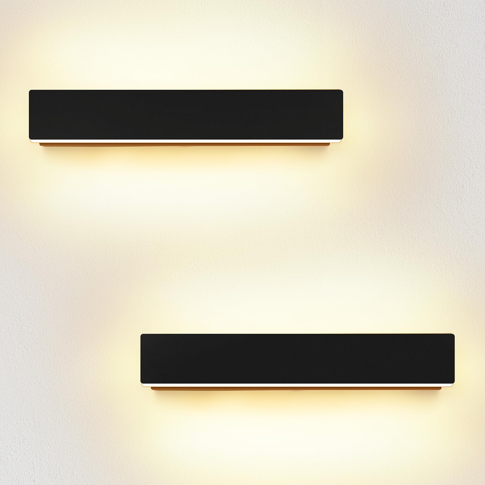 ledmo 2 Pezzi Applique da Parete LED 10W 3000K Nero IP54 Interno Esterno | Luce LED su tutto il perimetro, effetto uniforme e avvolgente; posa orizzontale o verticale, IP54 per interno ed esterno.
