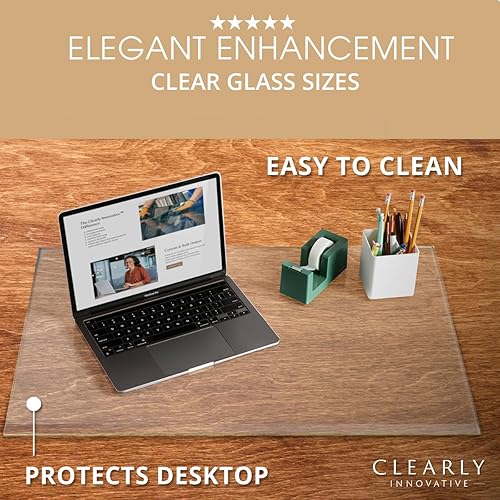 Miniatura 4 de Almohadilla de escritorio de vidrio templado personalizada con borde biselado exclusivo  Protector de escritorio de vidrio de 20 x 30 pulgadas
