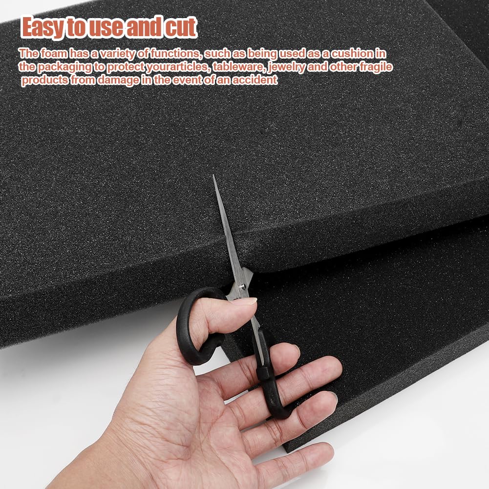 RANJIMA 6 Stück Schaumstoff Zuschnitt 40 x 30 x 4cm, Schwarz Schaumstoffplatte Werkzeugkisten Polyethylenschaumstoff, Schaumstoffeinlage Schaumstoffinlay Koffereinlage Werkzeugeinlage für Koffer