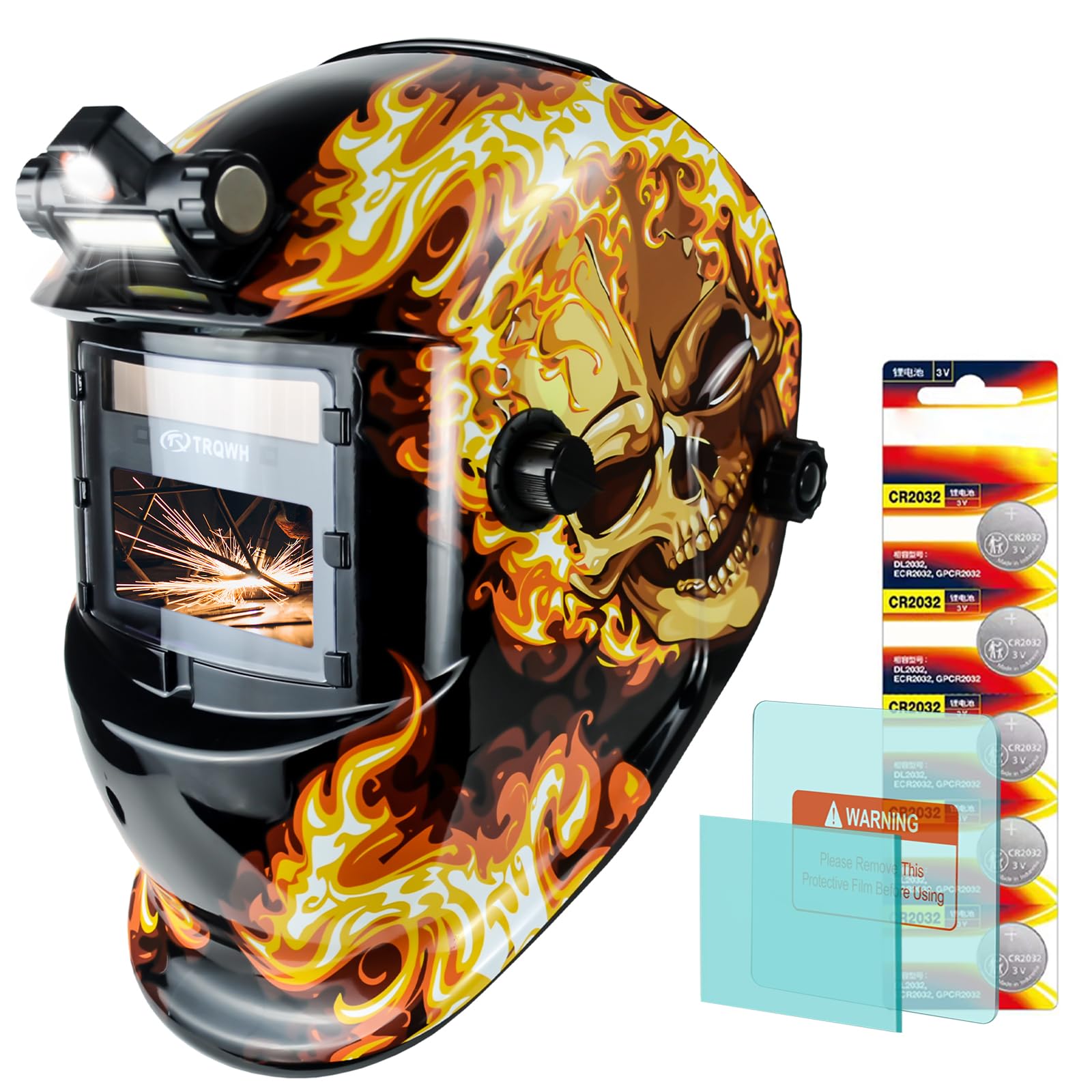 TRQWH Auto Darkening Welding Helmet with Light True Color Welding Helmets for Men Solar Powered Welding Mask with 2 Arc Sensor Wide Shade 4/9-13 for TIG MIG ARC Cool Welder Mask