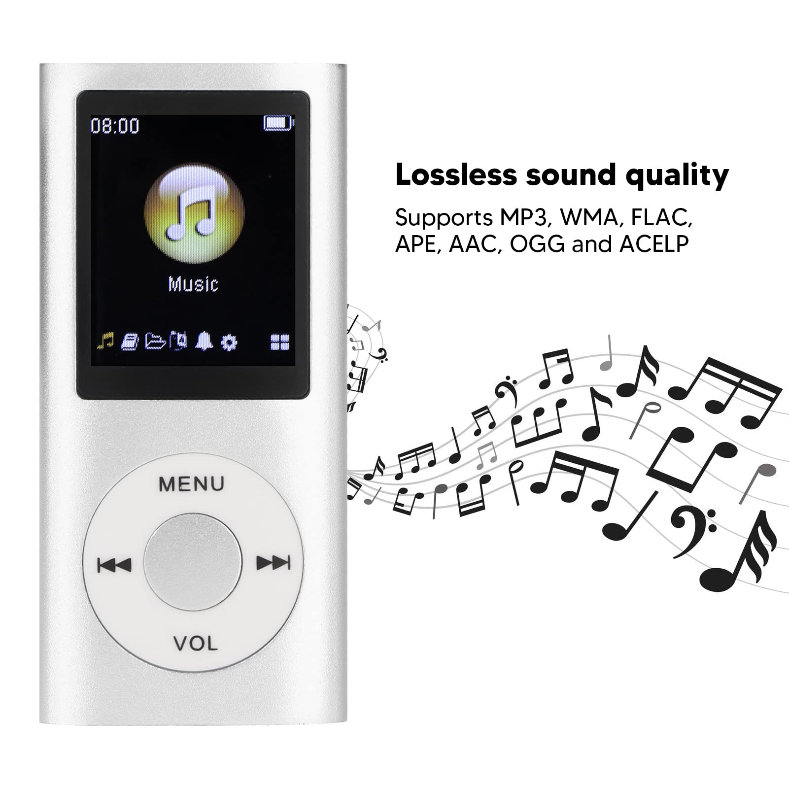 Lecteur MP3 Portable avec écran 1,8 Pouce, Son sans Perte, Audio Numérique Classique