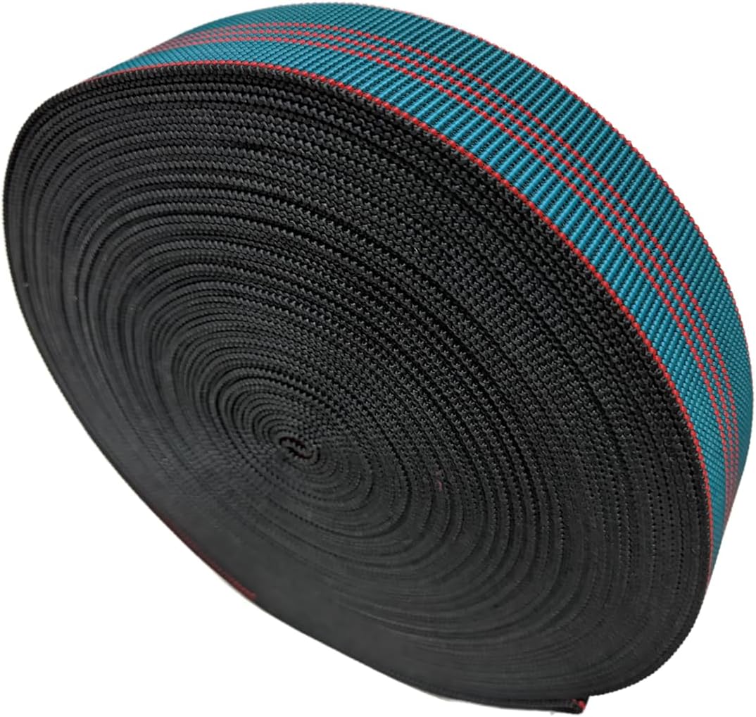 82 Ft Heavy Duty Elastic Webbing,1.9" Wide,Dark Green and Black，Chair，Sofa，Upholstery DIY，,Couch Seat Belt (82 Ft)