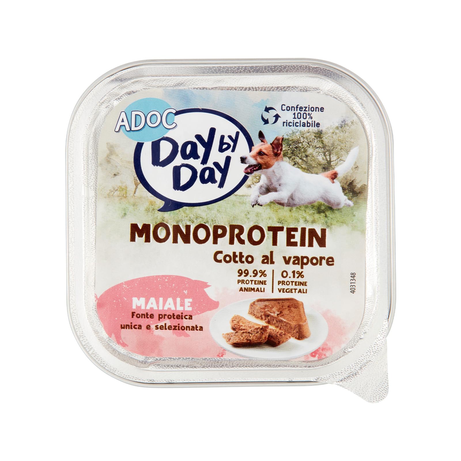 ADoC Day by Day - Cibo umido per Cani Adulti - Paté Monoprotein con Maiale - 16 Vaschette da 100gr