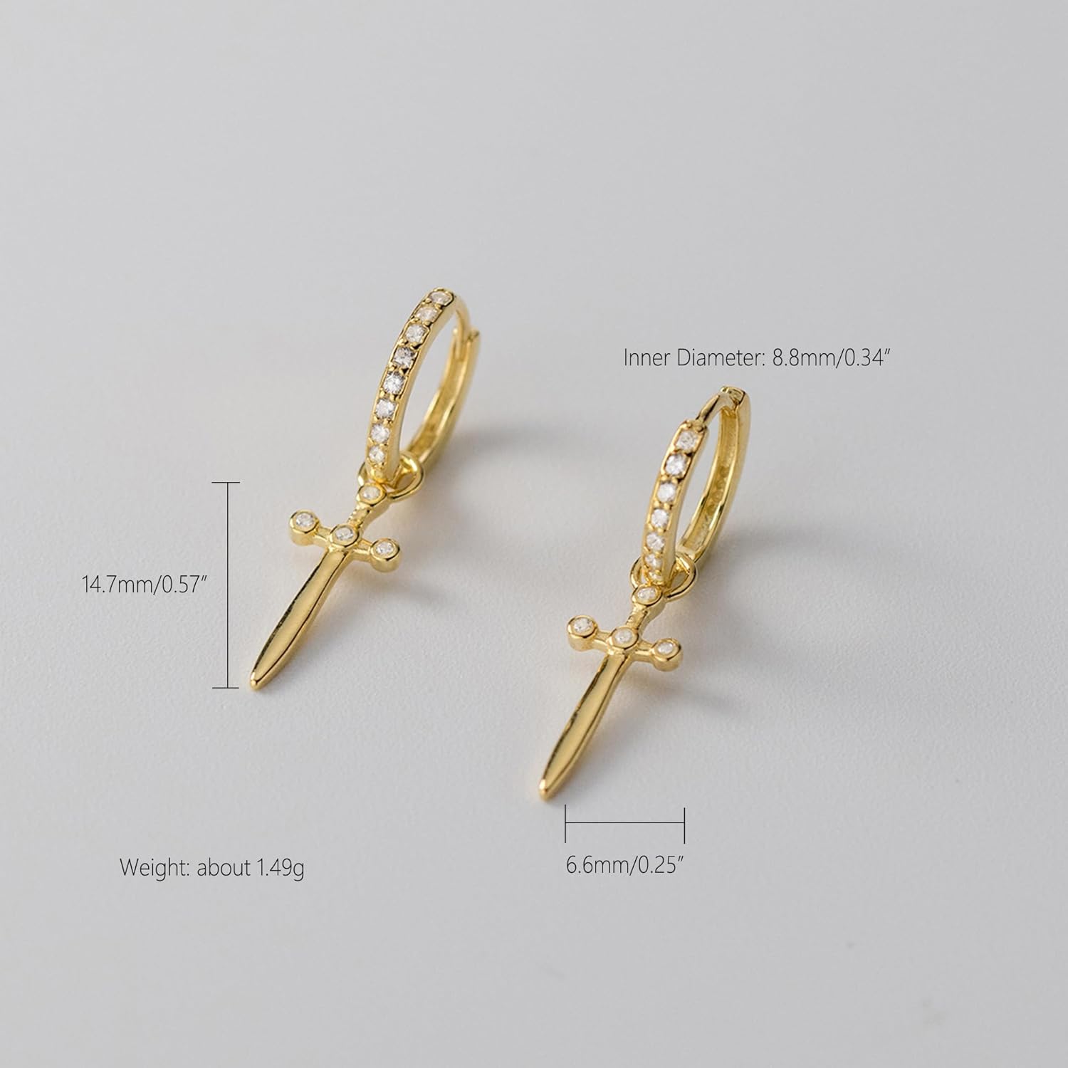 SUYACS 14k Gold Plated Cross Drop Dangle Earrings for Women Men Trendy 925 Sterling Silver Cross Cubic Zirconia Hoop Huggie Earring Christian Belief Piercing Daingling Earring Jewelry Gifts - Image 4