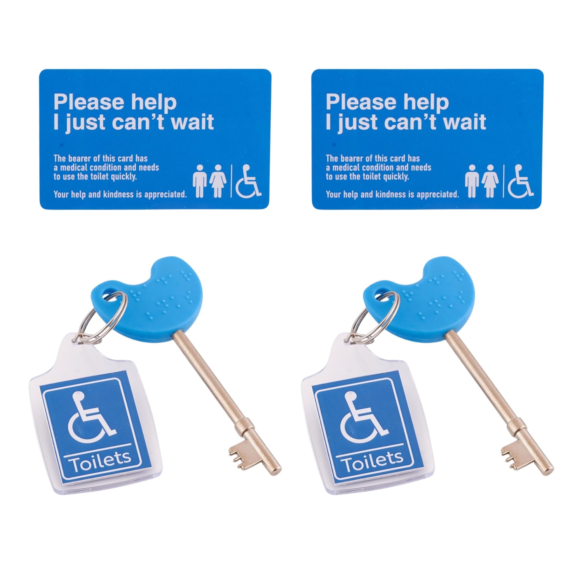 2 Blue Radar Key with 2 Key Ring and 2 Access Card – with Just Can't Wait' Card