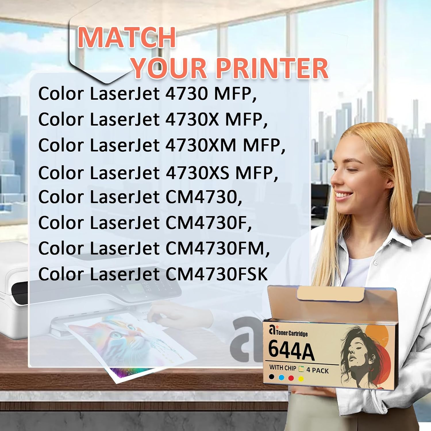 644A Toner Cartridges Replacement for HP 644A Q6460A Q6461A Q6462A Q6463A Toner Cartridge Compatible for HP Color LaserJet CM4730 CM4730F CM4730FSK MFP 4730 Printers, 1 Magenta