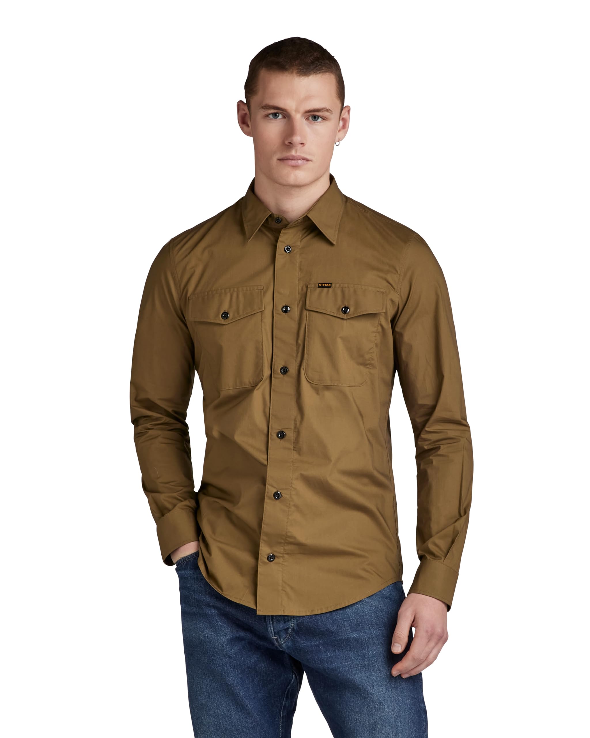 G-Star Men's Marine Slim Shirt, Green (dark olive D20165-4481-C744), XS