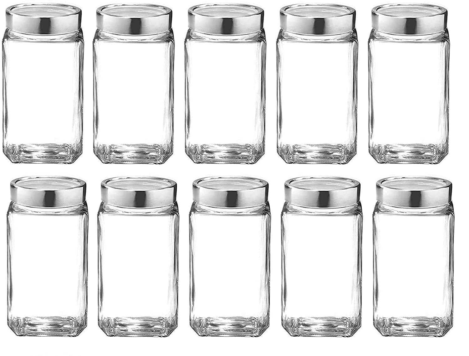PRAMUKH FASHION Square Shape Glass Jar for Kitchen Masala Storage Ml Set with Airtight Lid Containers Spices Dry Fruits and Pickle Container Pack of