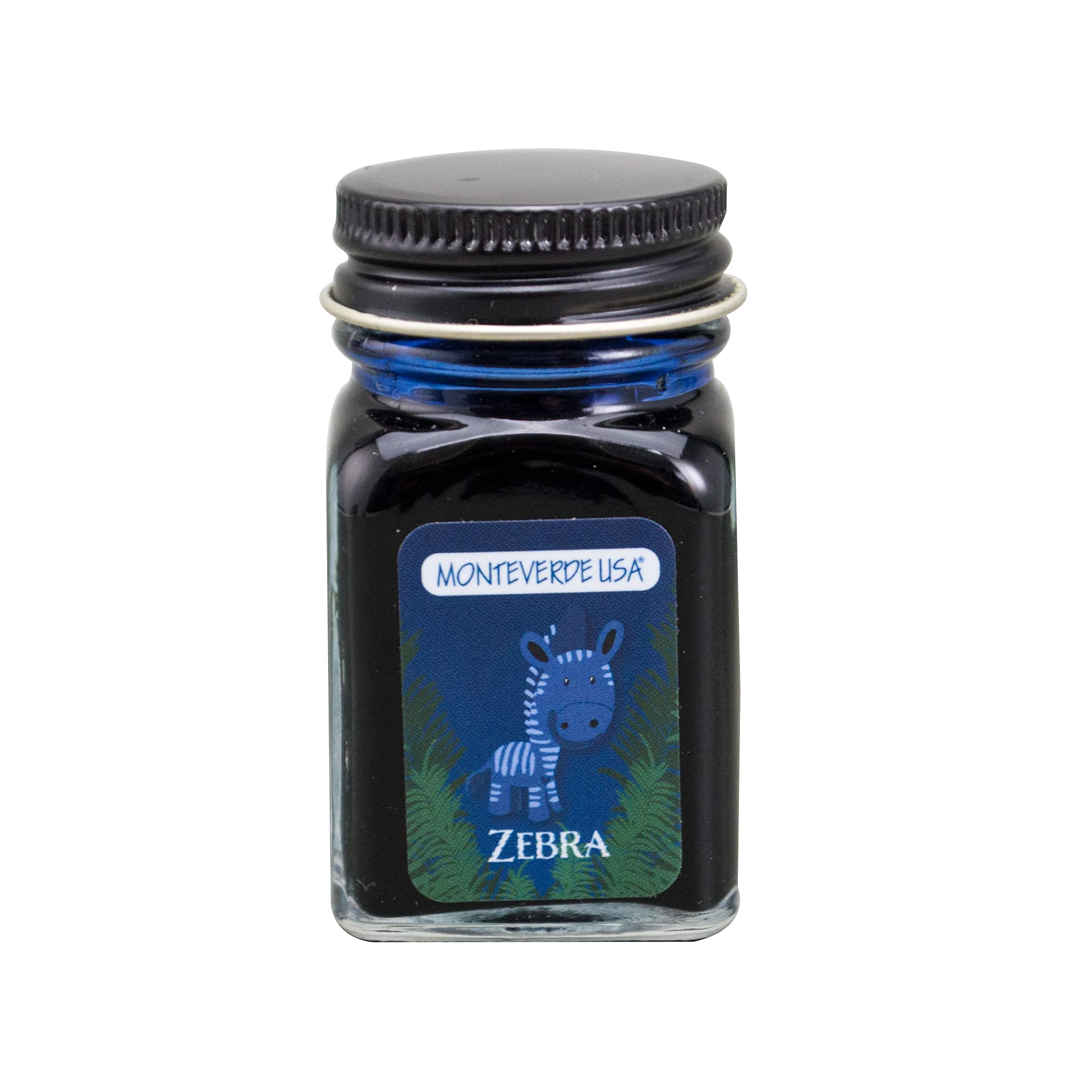Monteverde Jungle Fountain Pen Ink, 30ml, Zebra (Blue)