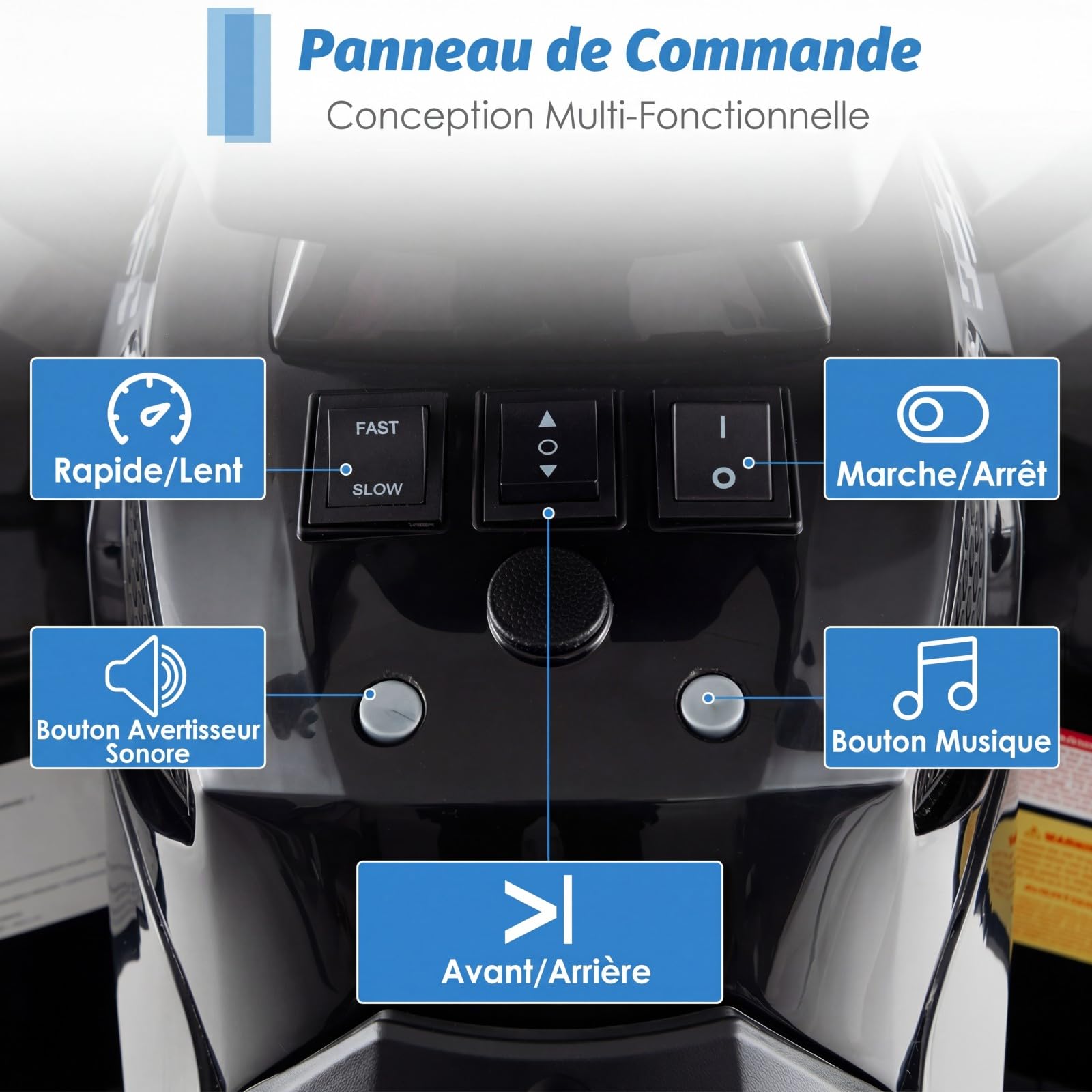 RELAX4LIFE Quad électrique Enfant 12 V, Voiture Électrique Enfants avec 2 Vitesses Réglables 2,2-4,3km/h, Lumières LED, Musique, ATV pour Enfant de 3-8 Ans, Noir (Noir)