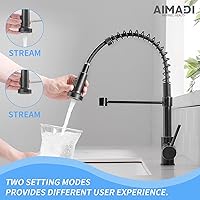Vista 102 de AIMADI Matte Black Kitchen Faucet,Black and Gold Kitchen Faucet with Pull Down Sprayer Commercial Single Handle Spring Sink Faucets Suitable for