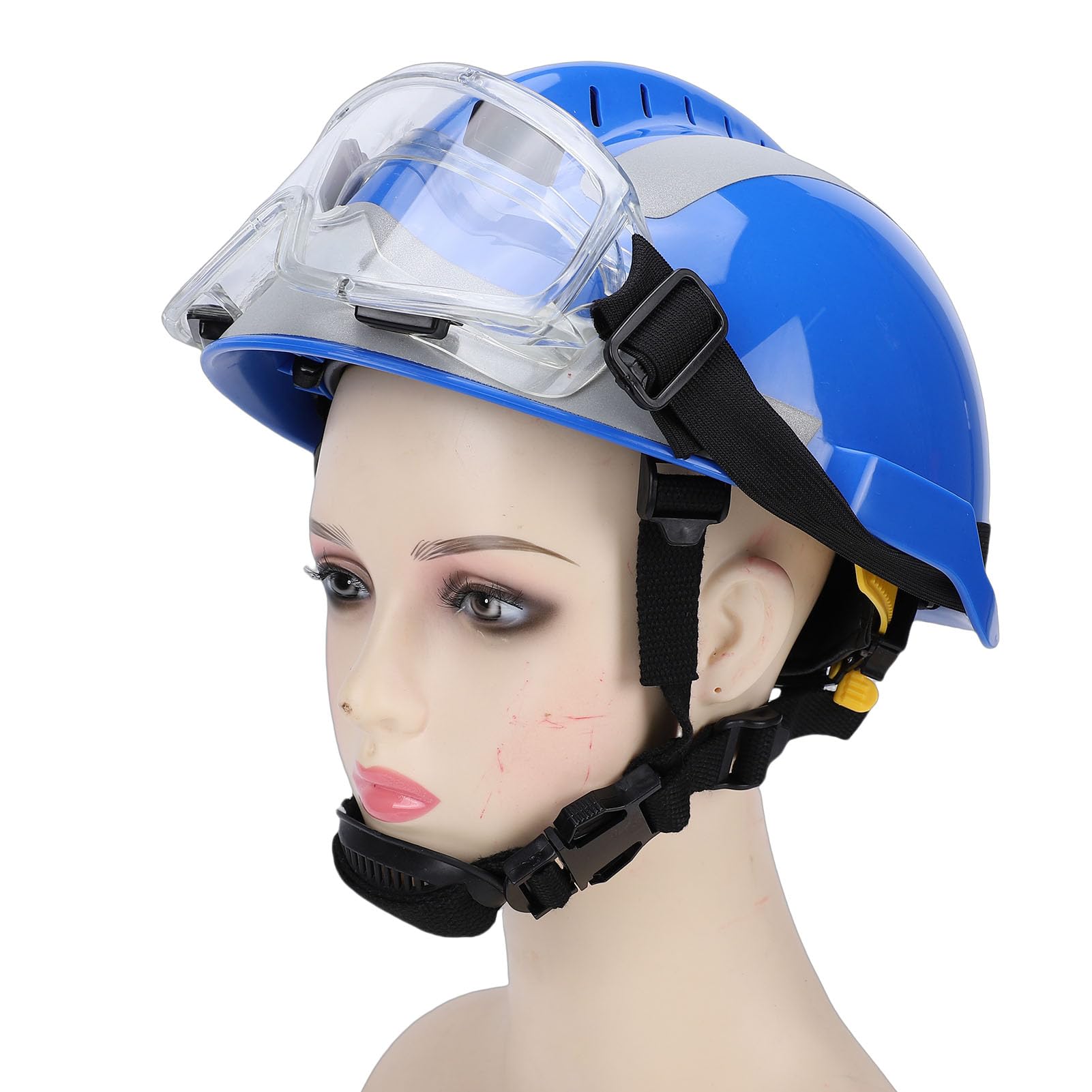 KIMISS Casco Duro de Seguridad para Construcción y Casco de Bombero de Emergencia con Faro y Tira Reflectante