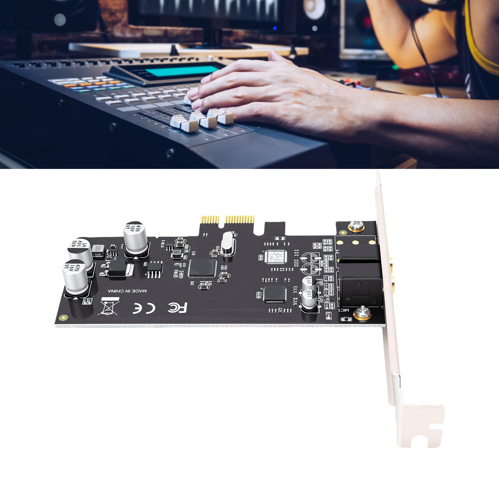 Cuifati Tarjeta de Sonido PCIe para PC, Canal único con Reducción de
