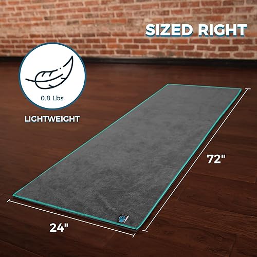 Miniatura 8 de Toalla de yoga de microfibra antideslizante para esterilla de yoga, toalla de yoga caliente para sudor y agarre, 24 x 72 pulgadas