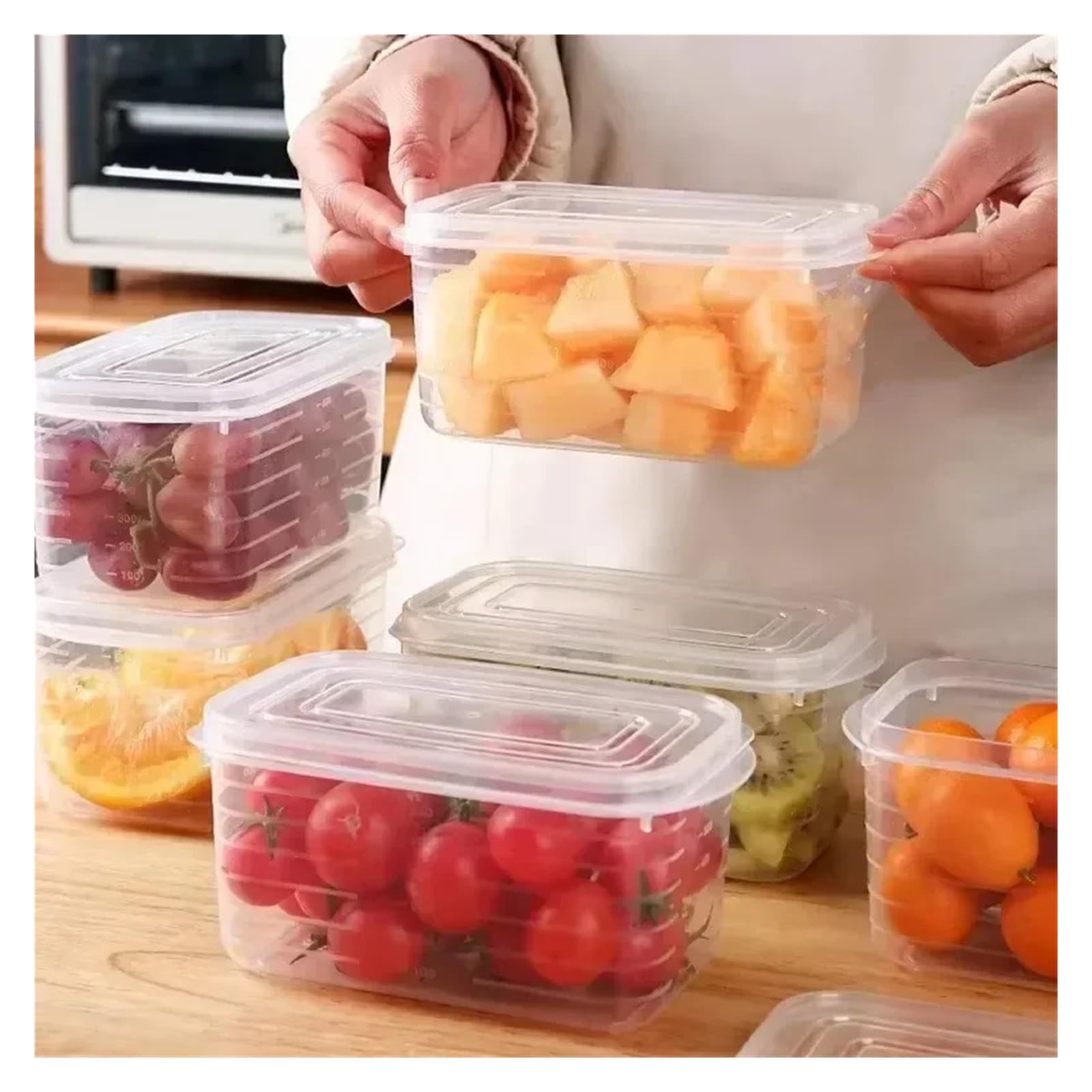 Contenitore for frutta e verdura for la conservazione degli alimenti | Confezione opzionale da 1 o 10 pezzi for la conservazione degli alimenti domestici(700ml (10 pcs))