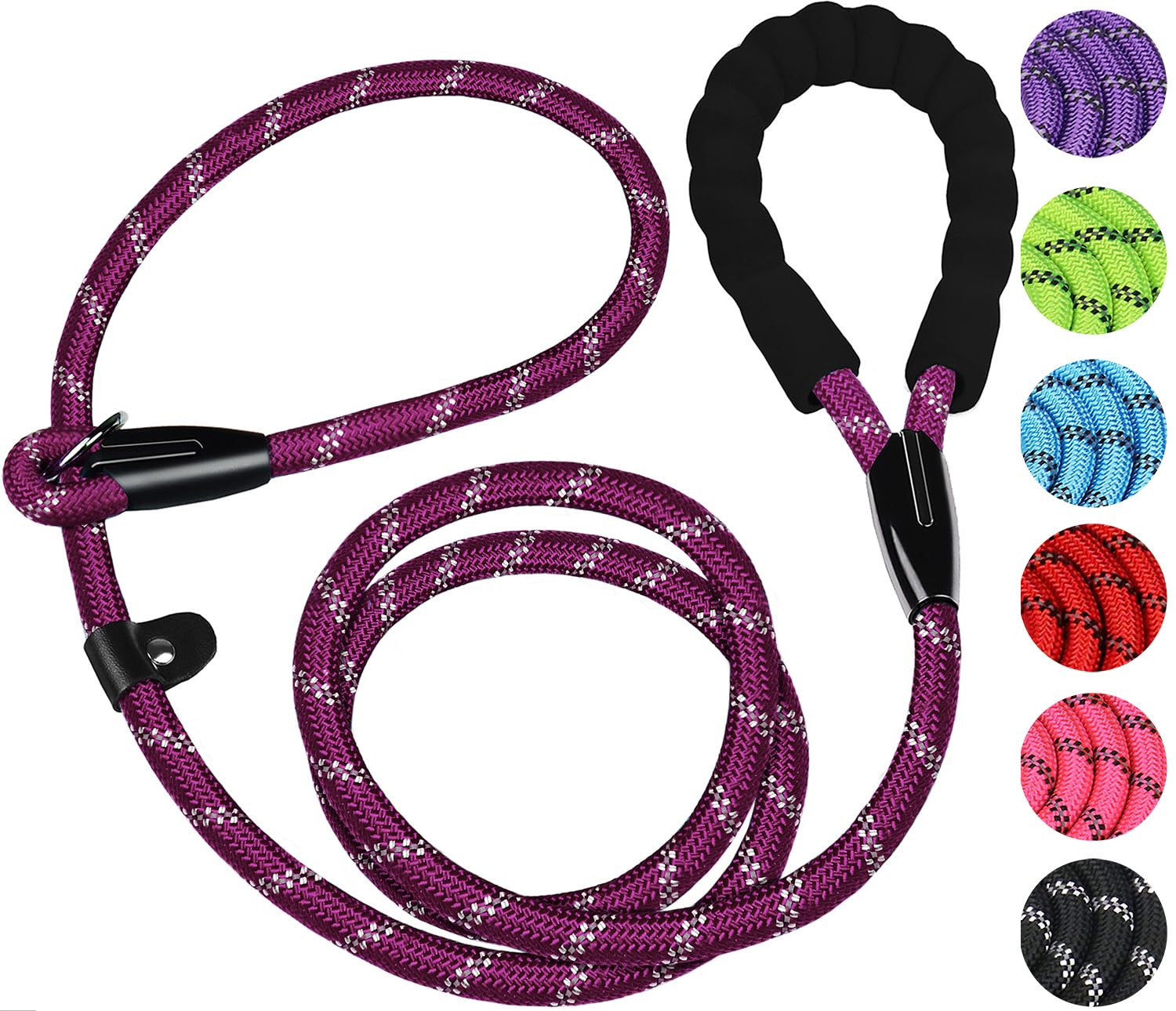 Dog Leash 6 FT, Durable Premium Quality Strong Training Rope Slip Leash with Comfortable Padded Handle and Highly Reflective Threads for Small Medium