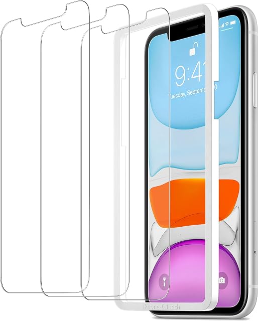 ULUQ Glass Screen Protector for iPhone 11/iPhone XR, HD Tempered Glass Film, 9H Hardness Anti Scratch, 6.1inch, 3 Pack