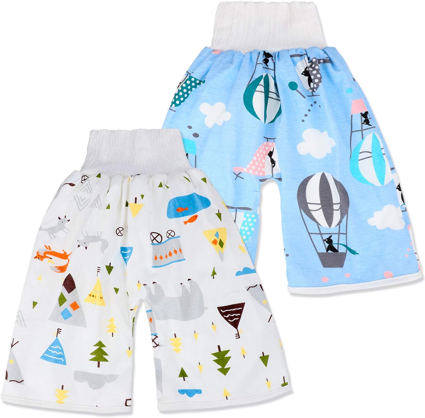 2 Packs Waterproof Diaper Pants Potty Training Cloth Diaper Pants for Baby Boy and Girl Night Time