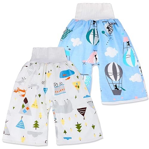 Miniatura 7 de Pantalón de pañal impermeable MooMoo Baby para entrenamiento de orinal, 2 paquetes, pantalones de entrenamiento de orinal para niños de uso nocturno