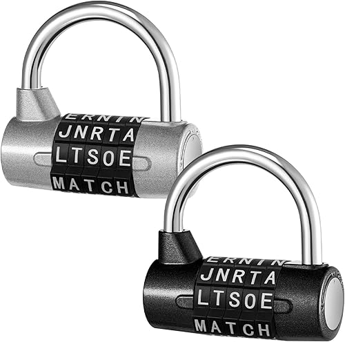 Miniatura 1 de Shimeyao Cerradura de combinación de 5 letras de metal, cerradura de 5 dígitos, cerradura de 5 dígitos, resistente para gimnasio, sin llave, candado