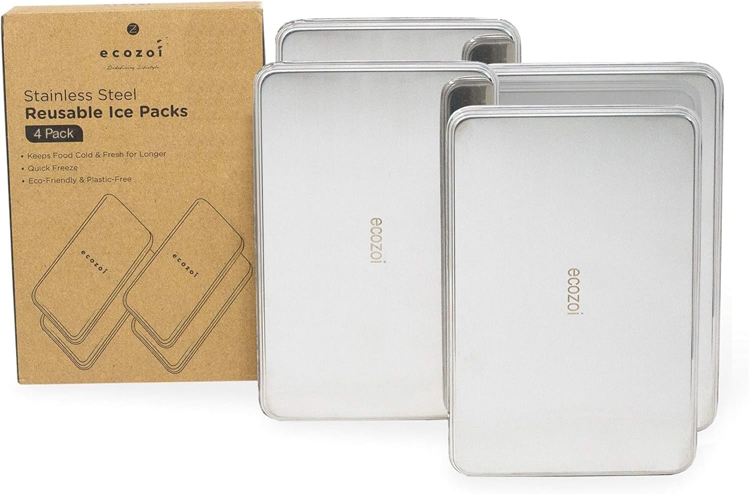 ecozoi Stainless Steel Lunch Chillers - Ice Packs for Lunch Bags, Lunch Boxes, Bento Boxes and Coolers
