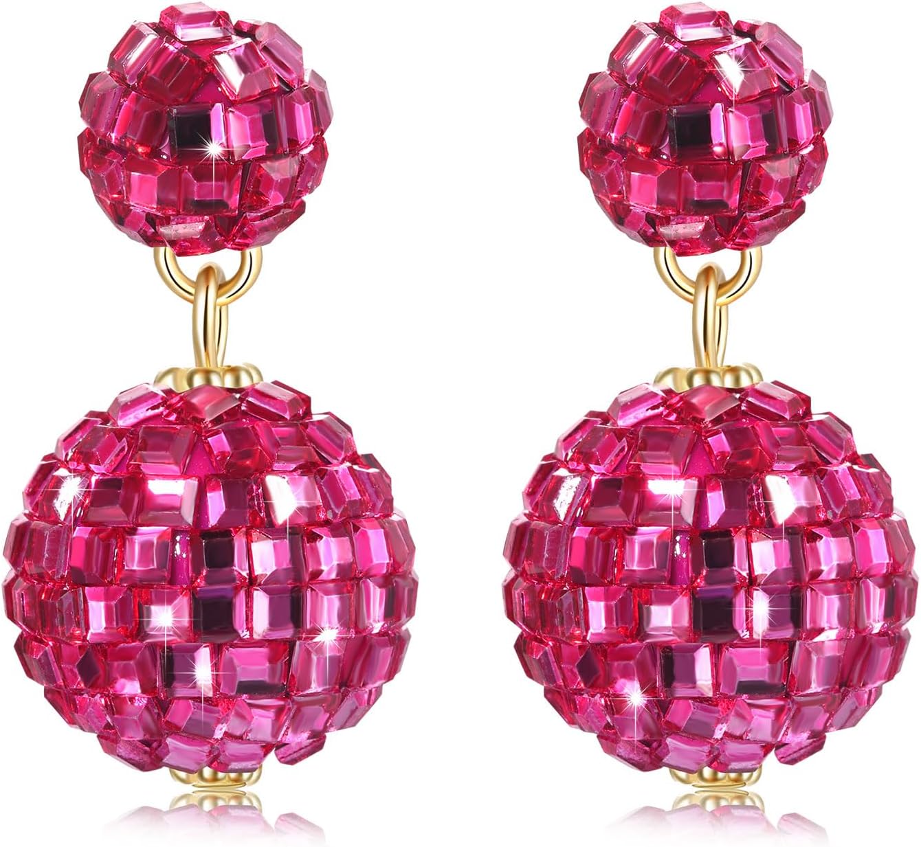 Disco Ball Earrings for Women Sparkly Mirror Ball Dangle Earrings Dance Party Country Music Concert Outfits 60s 70s Outfits Costume Accessories Halloween Jewelry Gifts image 3