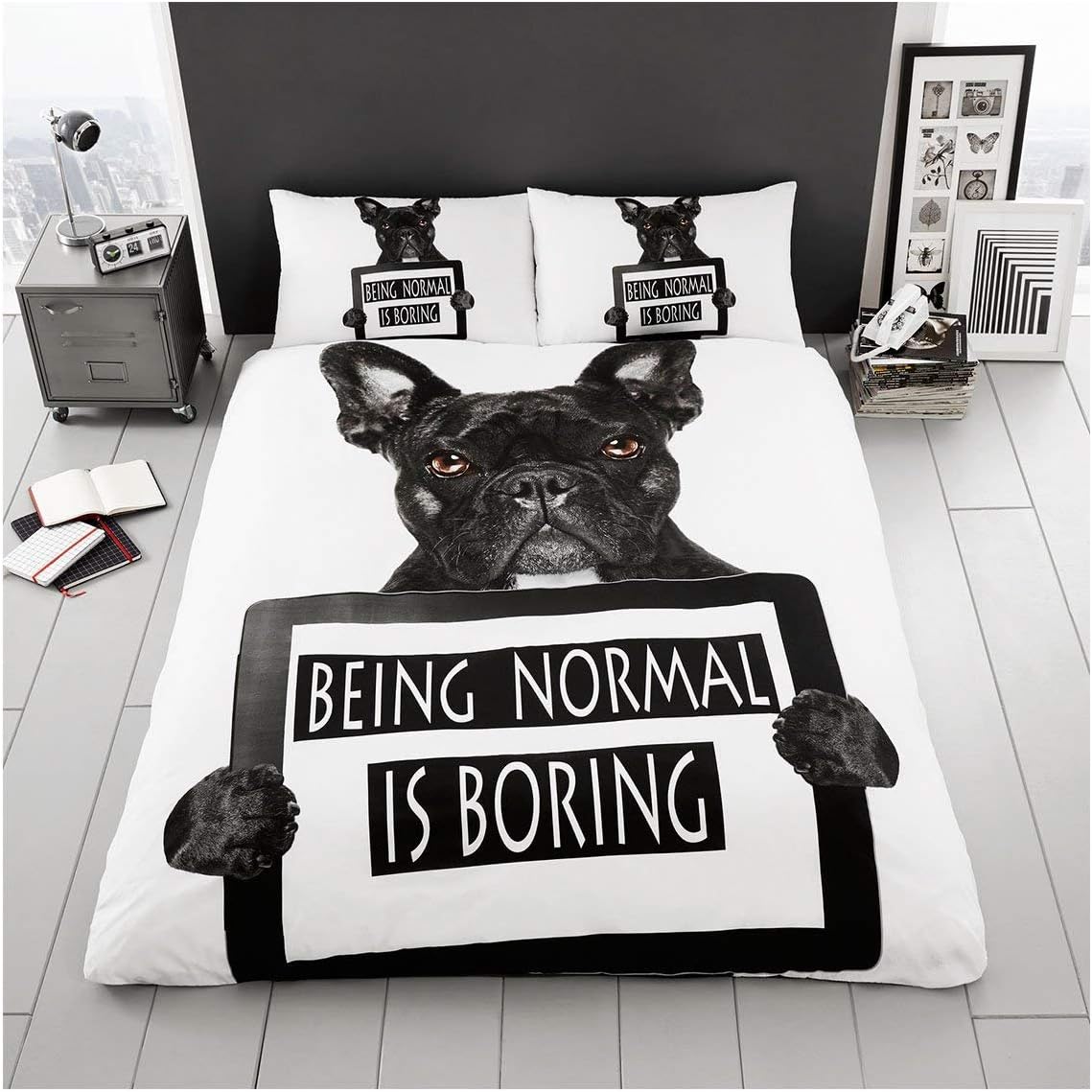 GC GAVENO CAVAILIA Wildlife Duvet Cover, 3D Bedding Quilt Covers, Polycotton Bed Cover With Pillow Cases, Bull Dog, King
