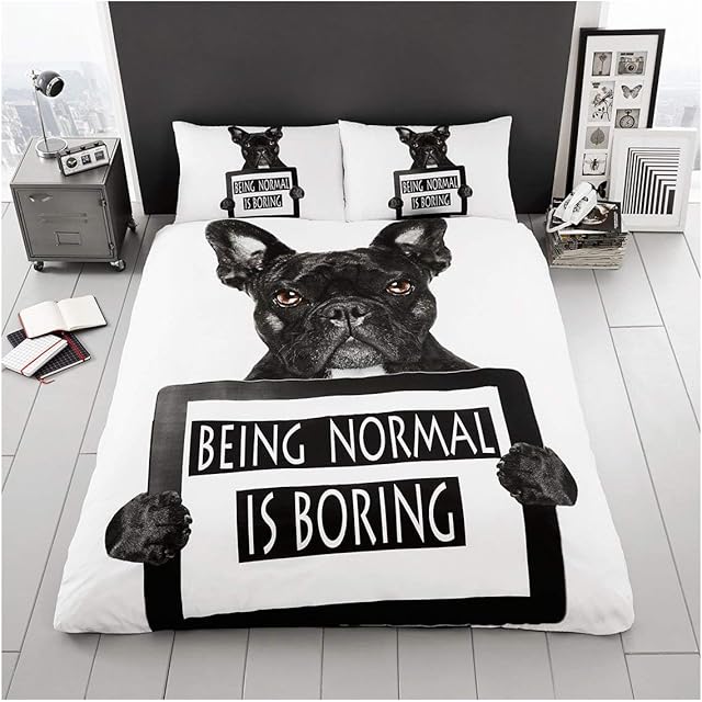 GC GAVENO CAVAILIA Wildlife Duvet Cover, 3D Bedding Quilt Covers, Polycotton Bed Cover With Pillow Case, Bull Dog, Single